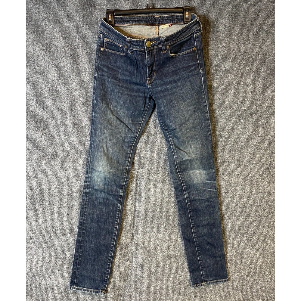 Uniqlo Womens Low Rise Skinny Jeans Dark Wash Blue Stretch Size 6 Y2K